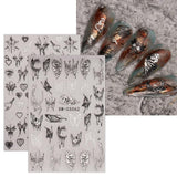 JMEOWIO Nagelsticker Schmetterling 9 Blatt Nail Art Sticker Selbstklebend Nagelaufkleber Mond Dekoration Nageldesign Zubehör
