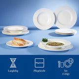Villeroy & Boch Wonderful World Vajilla de 12 piezas, Apta para lavavajillas y microondas, Blanco, Platos, Vajilla, Porcelana, Platos llanos, Set, Vajilla moderna, Porcelana Premium
