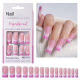 30 uñas postizas francesas – Pegamento en uñas artificiales – Uñas de gel suave para mujer – Uñas adhesivas acrílicas manicura cuadrada (rosa francés)