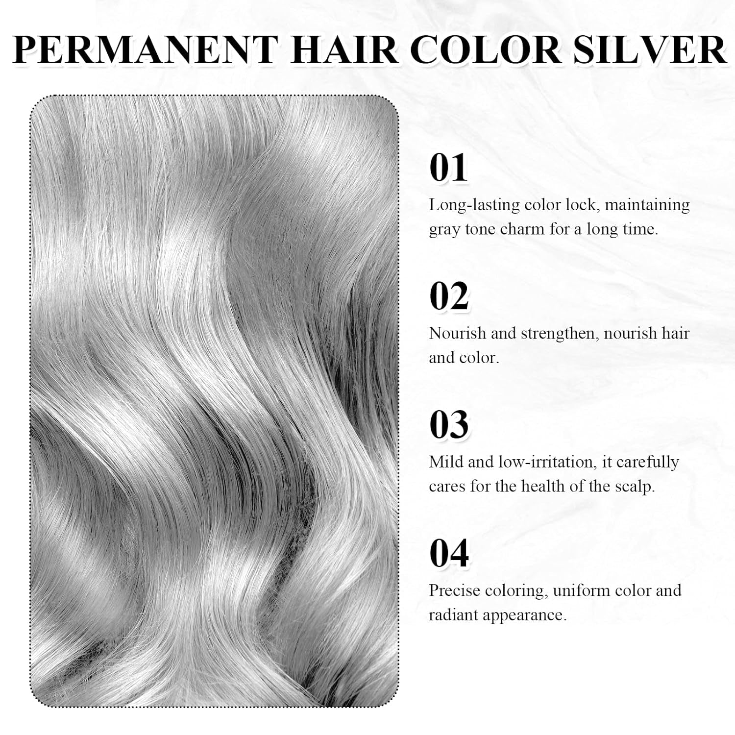 Tinte para el cabello Gris Plata Natural Gris Plata Tinte en Crema, Tinte para el Cabello Gris en Crema Gris Plata, Gris Plata Tinte para el Cabello Natural en Crema Tinte para todo tipo de cabello con 1 Masajeador del Cuero Cabelludo (100ml) Tinte para el cabello Naty Shop