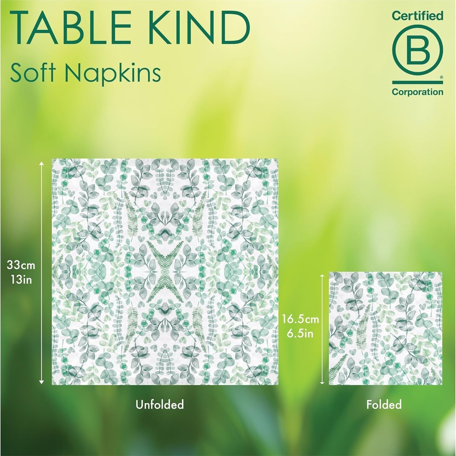 Talking Tables Servilletas desechables tipo mesa Servilletas de papel suave Hojas verdes Boda o uso diario Ecológico Compostable Reciclable Fabricado en la UE 2