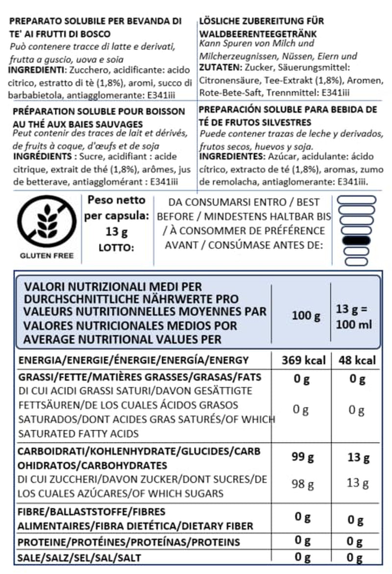 Caffè Vulcanus - Mezcla de té 60 cápsulas, sabor: té inglés, té de melocotón, té de limón y té de bayas - cápsulas compatibles con Nescafé Dolce Gusto