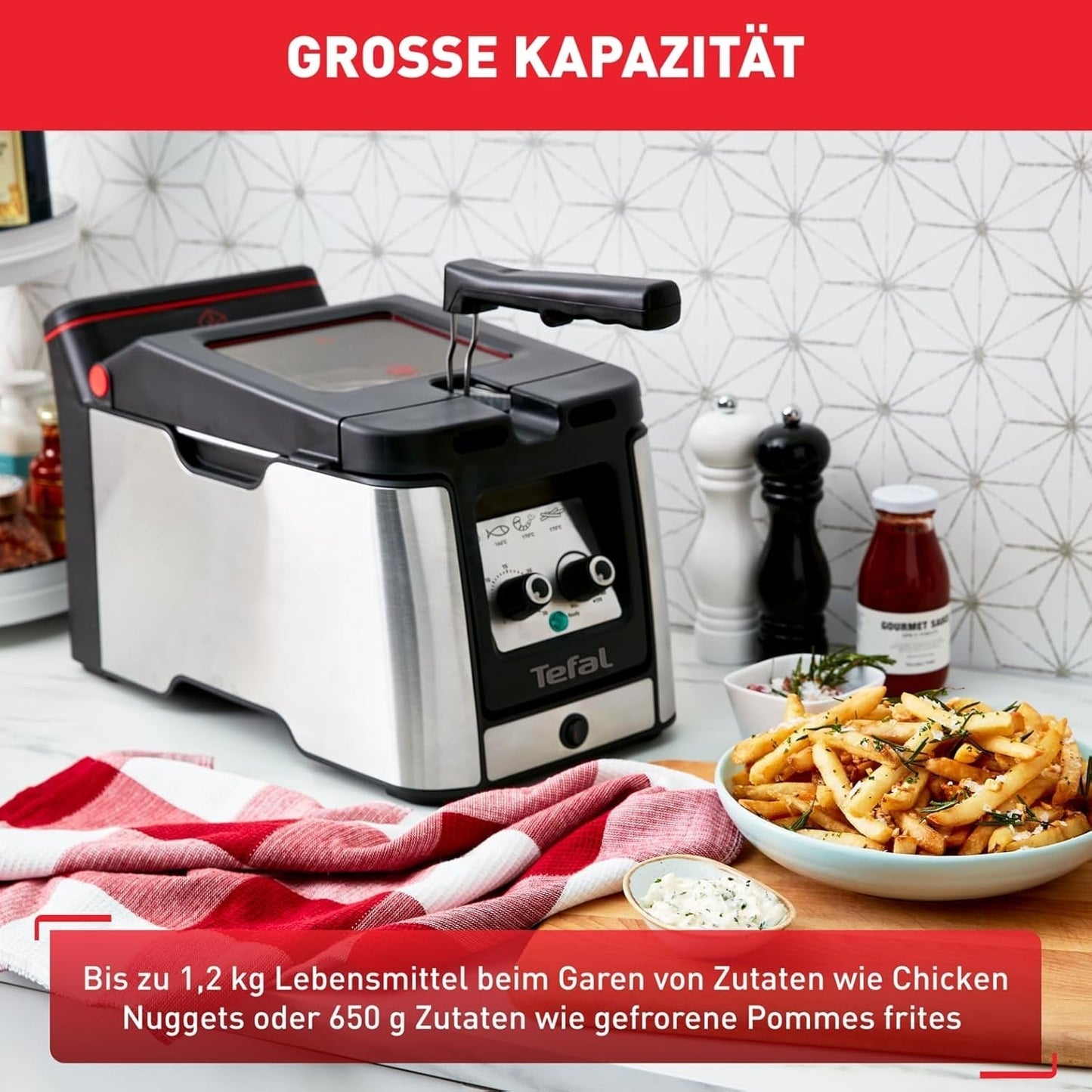 Freidora Tefal FR600D Clear Duo, fritura con menos humo y olores, 1,2 kg de capacidad, termostato, temporizador, gran ventana de visualización sin vaho Electrodomésticos Naty Shop