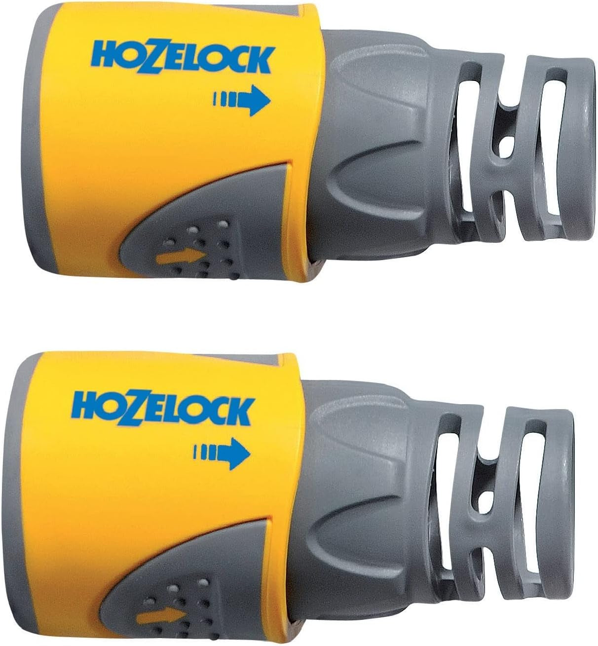 HOZELOCK - 2 Acopladores de Manguera Plus Ø 12,5 mm - 15 mm (1/2"- 5/8") Soft Touch: Conexión de manguera impermeable, antideslizante, flexible y extendida que evita torceduras y goteos [2050P0025]
