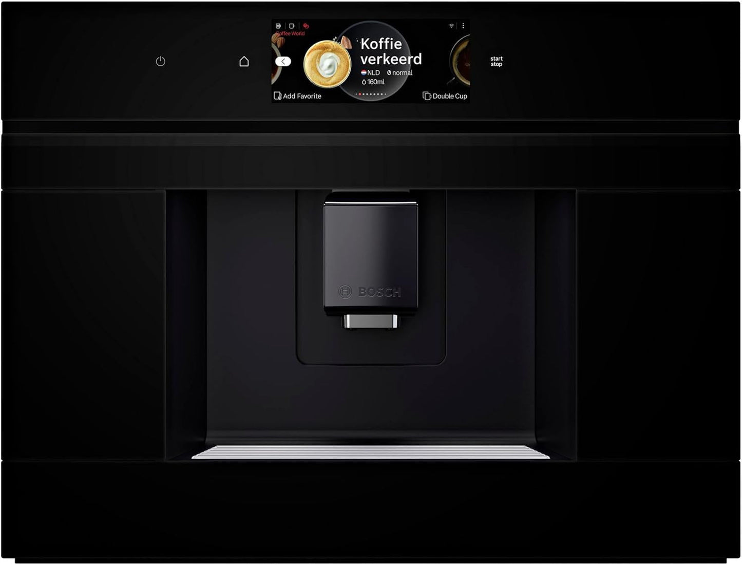 Bosch CTL7181B0, Cafetera espresso automática inteligente empotrable Serie 8, 45,5 x 59,4 cm, Pantalla táctil TFT, Molinillo cerámico muy silencioso, Función de autolimpieza AutoMilk Clean, Depósito de agua de 2,4 L, Negro
