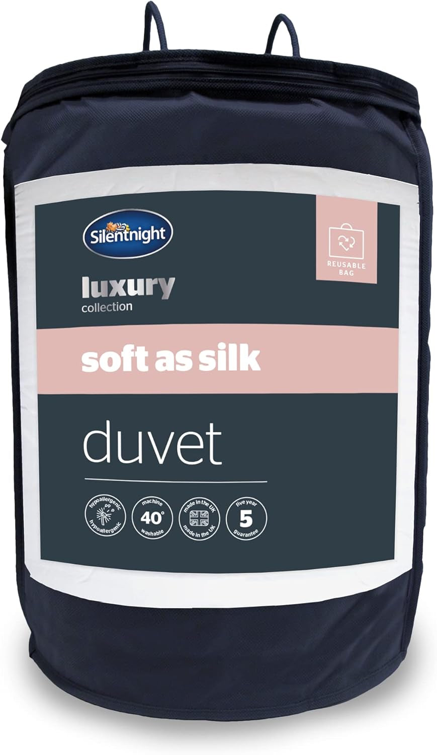 Edredón Silentnight Suave como la Seda, 10,5 tog, para cama de matrimonio, blanco, microfibra, blanco, king size Edredones y colchas Naty Shop 40X25X25 cm 13,5 Tog