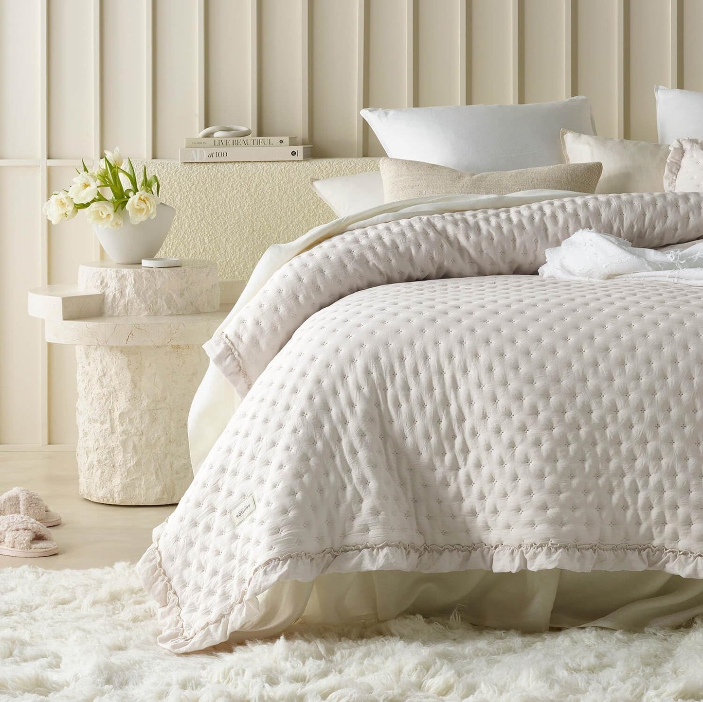Molly Elegante colcha en color rosa empolvado 170 X 210 cm Colcha versátil como colcha o sofá Manta para cama y sofá Estilo manta Ideal como colcha Camas y Mantas Besuche den ROOM99-Store Beige 220X240