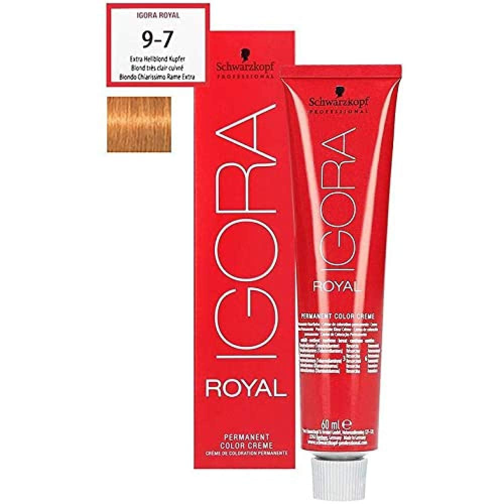 Igora Royal 9-7 Rubio Muy Claro Cobrizo, 79 g Tinte Naty Shop 9-7 Nuevo 60 Ml (1 pack)