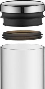 WMF Depot Tarro de cristal de 1 litro, altura 21,5 cm, tarro de almacenamiento con tapa, recipiente para granos de café, tarro de cereales, tarro de almacenamiento de alimentos con amplia apertura de llenado (paquete de 4) Cajas de almacenamiento de alimentos Naty Shop