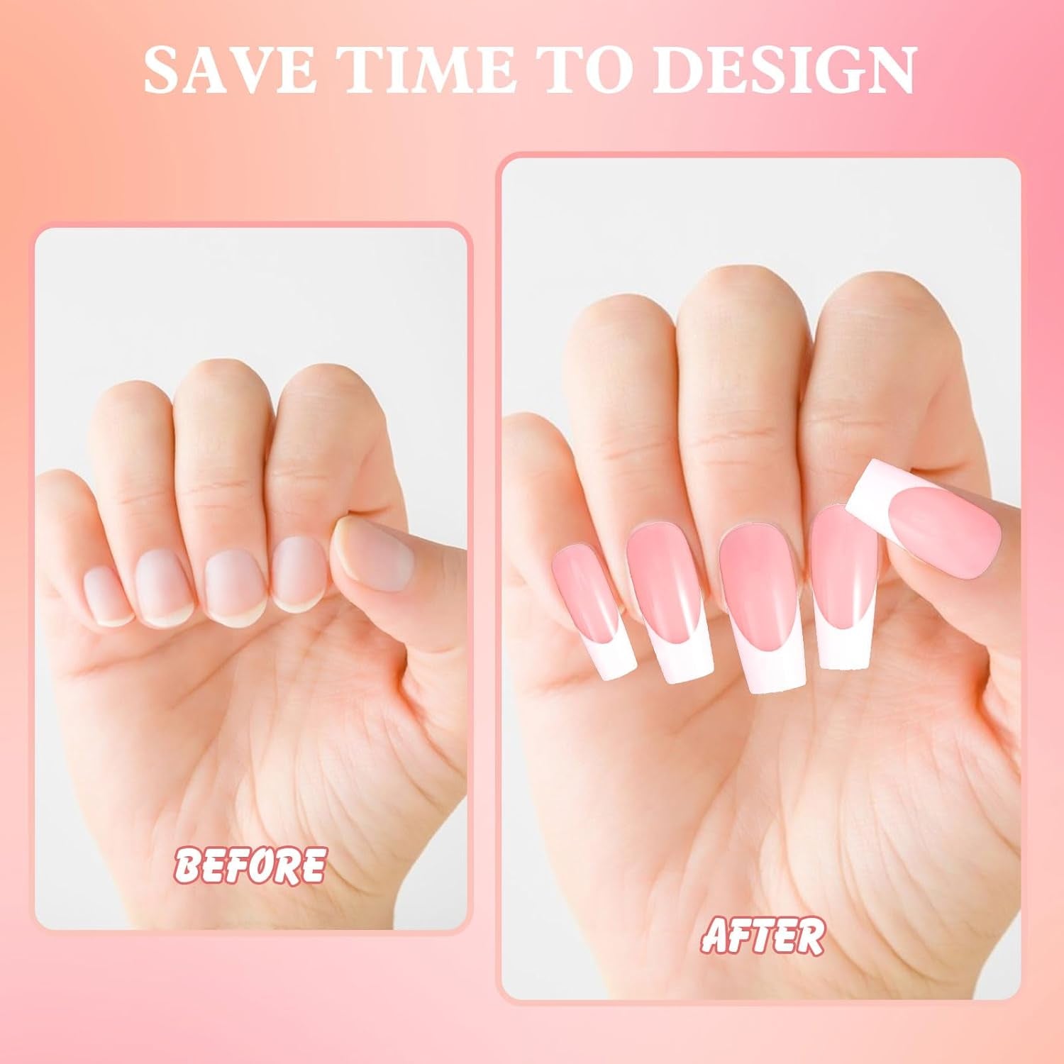 360 piezas de uñas artificiales, uñas francesas, uñas postizas rectangulares medianas, uñas postizas naturales, puntas de uñas postizas DIY con lima de uñas, uñas postizas para damas y mujeres