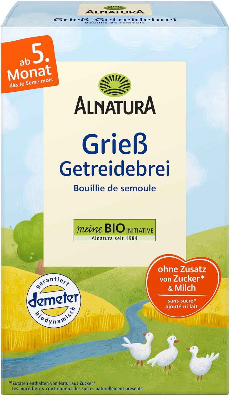 Cereal ecológico para bebés a partir de 4 meses, sémola, 6 x 250 g