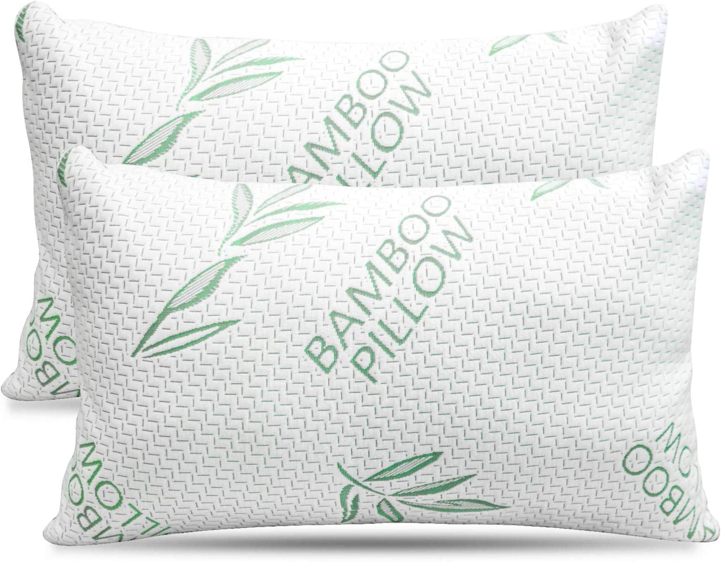 Paquete de 2 almohadas de bambú King Size - Almohada de cama ajustable con espuma viscoelástica triturada - Espalda, barriga, para dormir de lado, funda extraíble, alternativa refrescante al plumón de hotel, King (paquete de 2) Naty Shop Standard Pillows Título predeterminado