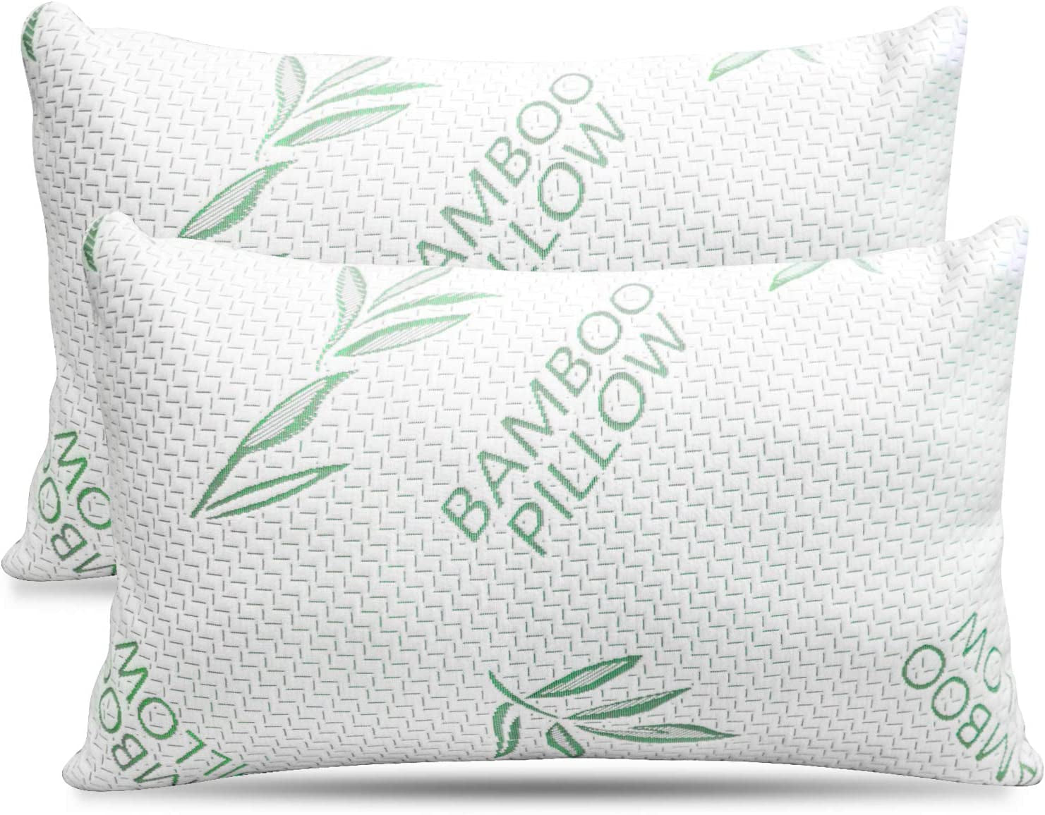 Paquete de 2 almohadas de bambú King Size - Almohada de cama ajustable con espuma viscoelástica triturada - Espalda, barriga, para dormir de lado, funda extraíble, alternativa refrescante al plumón de hotel, King (paquete de 2) Naty Shop Standard Pillows Título predeterminado