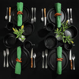 Juego de vajilla Bowery, 32 piezas, negro mate, gres, platos, tazones y tazas, 8 porciones