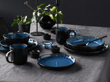 CreaTable, 20149, Serie Nordic Fjord Blue, Vajilla de 16 piezas para 4, Servicio combinado de porcelana, Apto para lavavajillas y microondas, Fabricación de calidad