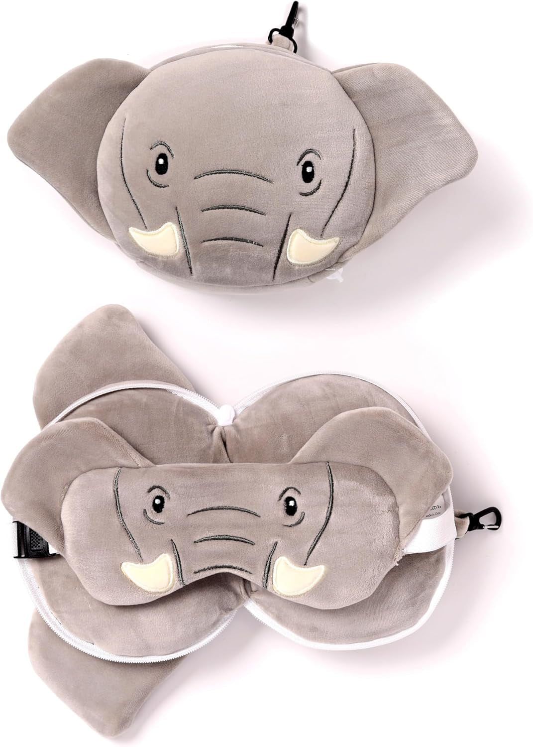 Almohada de viaje, redonda, de felpa, elefante y antifaz, unisex, talla única, unisex, almohadas de viaje únicas para cintura Naty Shop Título predeterminado