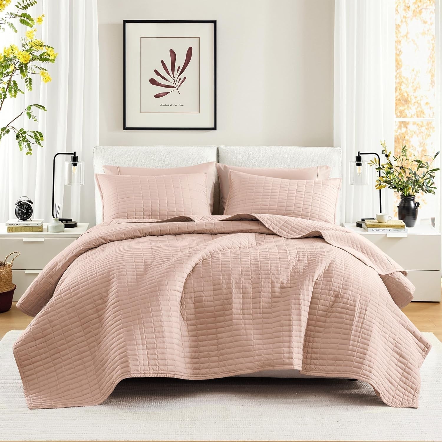 Comfort Spaces Kienna Juego de edredón, lujosa manta de verano con doble costura, liviana, suave, ropa de cama para todo el año, funda de almohada a juego, blanco, manta para camas tamaño king (264,2 x 228,6 cm), edredones y edredones Naty Shop rojo Full/Queen (90 x 90 pulgadas)