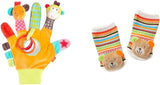 Fehn play guante safari - marionetas de dedo de mono y elefante para niños y calcetines de campana de unicornio para niños - calcetines infantiles con función de campana y cabeza de unicornio - estimulan la motricidad y los sentidos Bebe Toys Naty Shop Safari Plush Sonajero Pack de calcetines