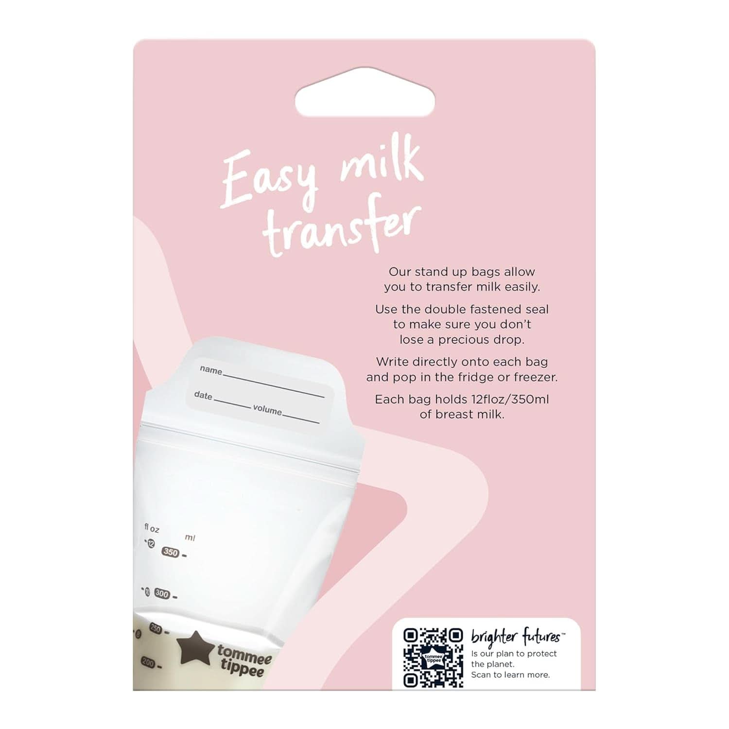 Tommee Tippee Closer to Nature Bolsas para conservar leche materna, preesterilizadas, 350 ml Accesorios Alimentación y Lactancia Bebe Naty Shop