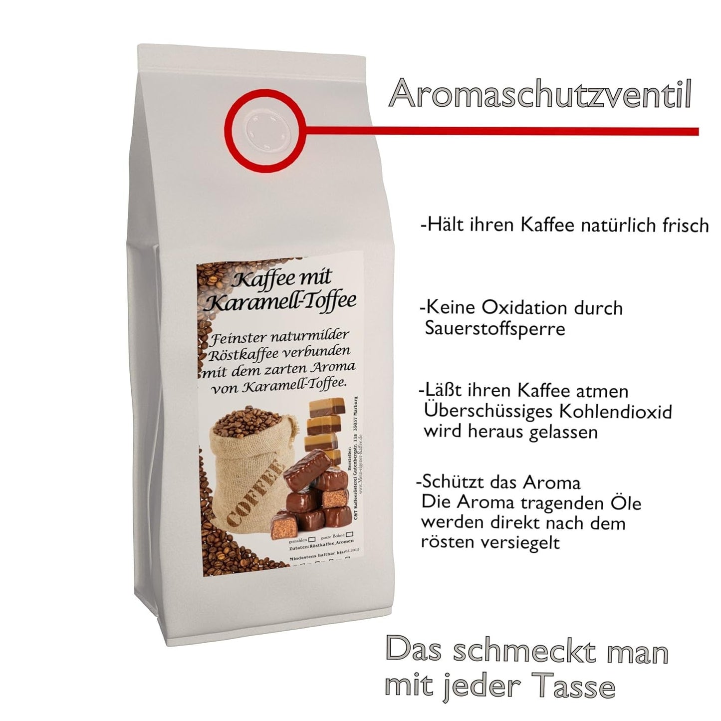 Aromakaffee - Aromatisierter Kaffee - Ganze Bohne - Frisch Von Uns Geröstet (Caramelo, 500 Gramos)