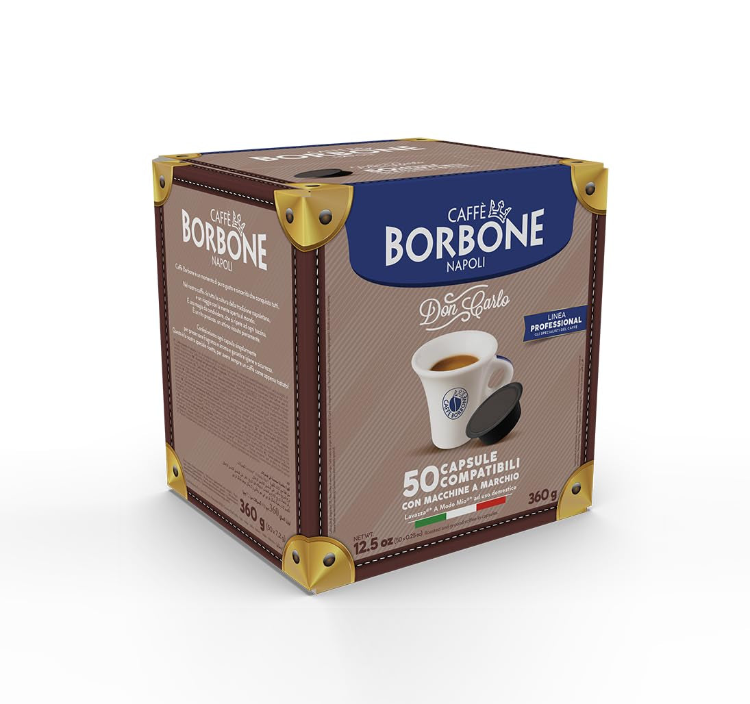 Caffè Borbone Don Carlo, Rote Mischung - 50 Kapseln - Compatible con Lavazza®* A Modo Mio®* Haushalts-Espressomaschinen