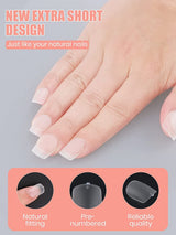 EBANKU 420 puntas de uñas cuadradas cortas, puntas mate de cobertura completa, puntas de gel suave, puntas de uñas de gel transparente prepulidas, puntas de extensión de uñas artificiales, 15 tamaños (cuadrados cortos)
