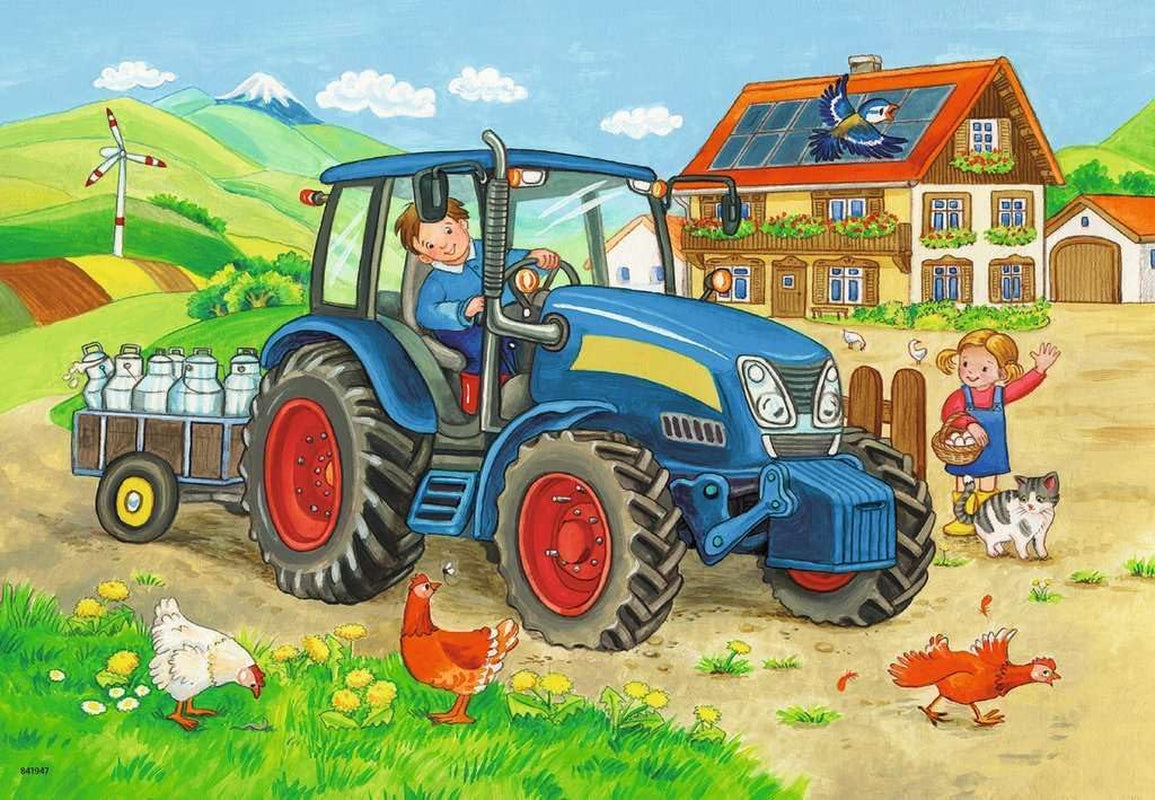 Ravensburger Puzzle para niños - 07616 Obra y granja - Puzzle para niños a partir de 3 años, con 2X12 piezas Puzzle Naty Shop