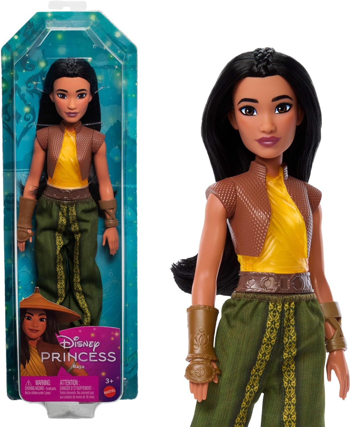 Mattel Disney Toy Raya Muñeca articulada con ropa y accesorios Regalo inspirado en la película de Disney para niños HLX22