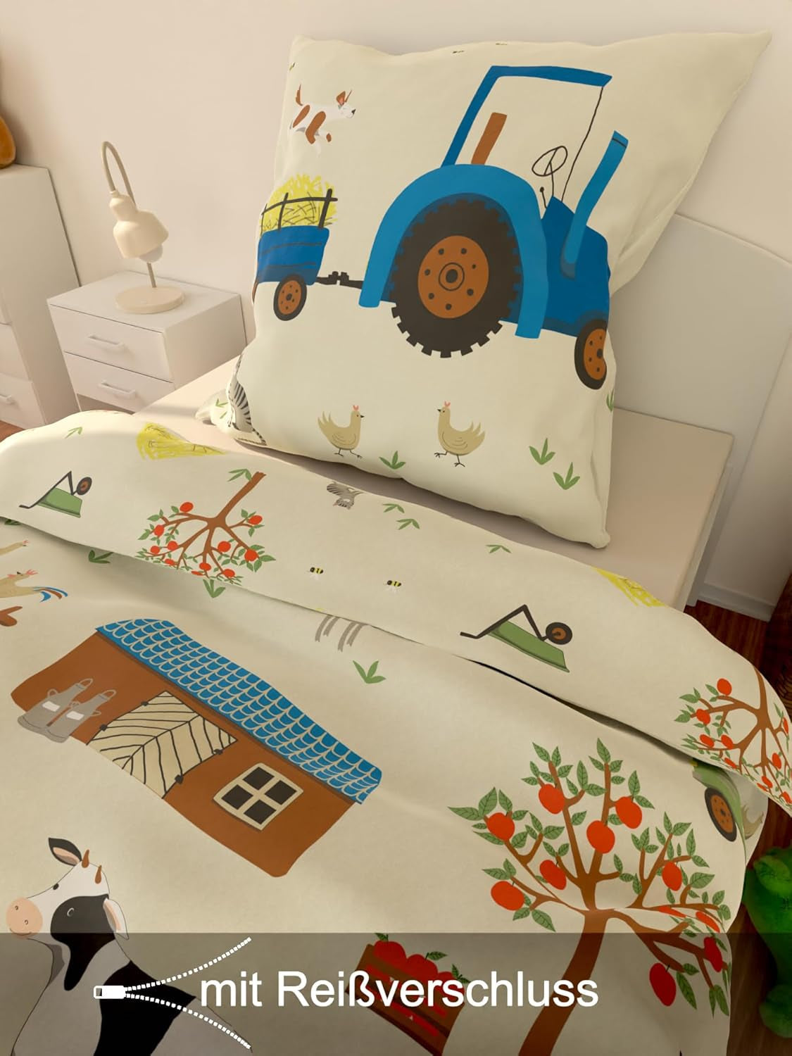 Skybrands Kinder Bettwäsche Tiere 135X200 Bauernhof Kinderbettwäsche Bagger Traktor Baumwolle Kinderbettwäsche 2Tgl. Tienda Naty para jóvenes y mujeres