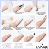 NAILGIL Esmalte de uñas de gel sólido, pegamento de uñas de gel sólido, escultura de arte de uñas 3D con juego de herramientas, salón de bricolaje en casa, transparente 15G