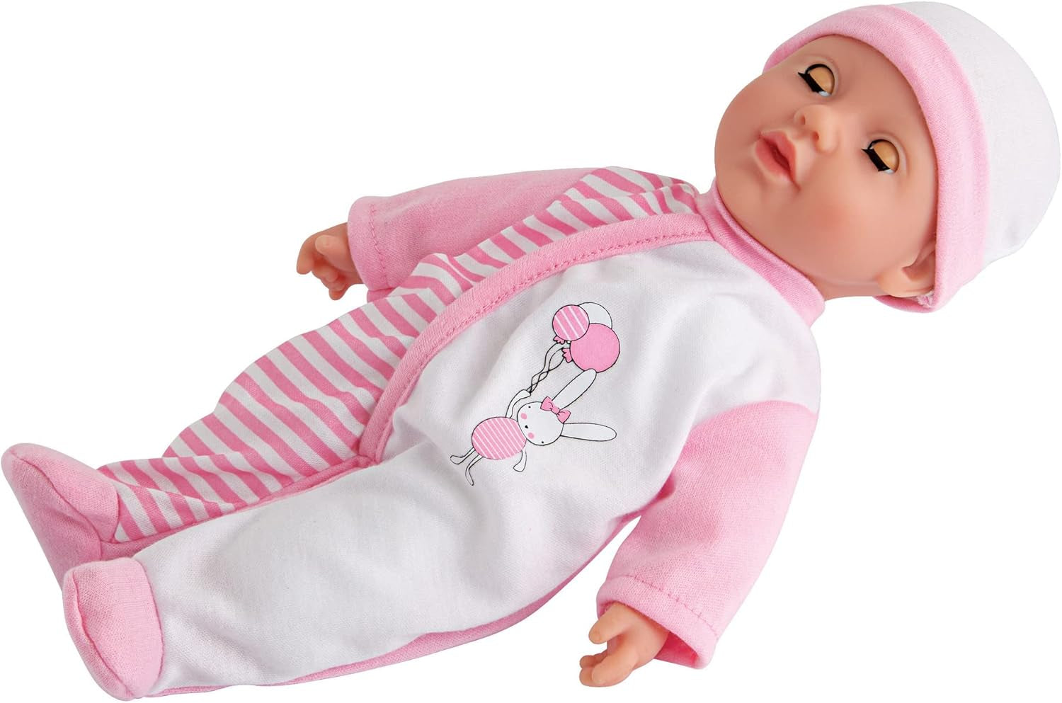 Simba 105140020 - My Love Baby Talk, muñeco de cuerpo blandito con ojos soñolientos y un bonito mono, hace 24 sonidos de bebé, 30 cm, muñeco para niños a partir de 2 años