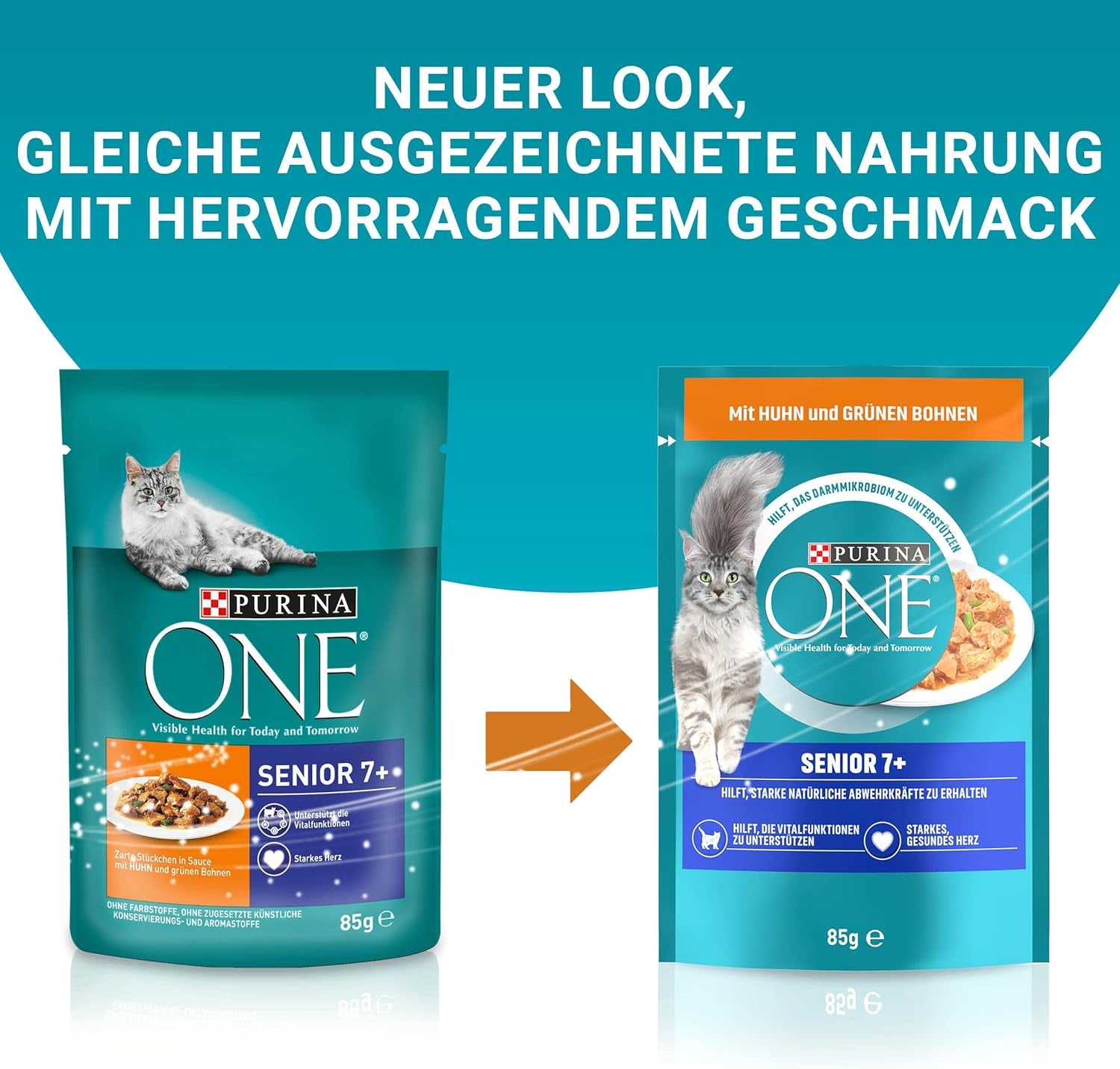 PURINA ONE Senior 7+ comida húmeda para gatos, trozos tiernos en salsa de pollo, paquete de 26 (26 x 85 g)