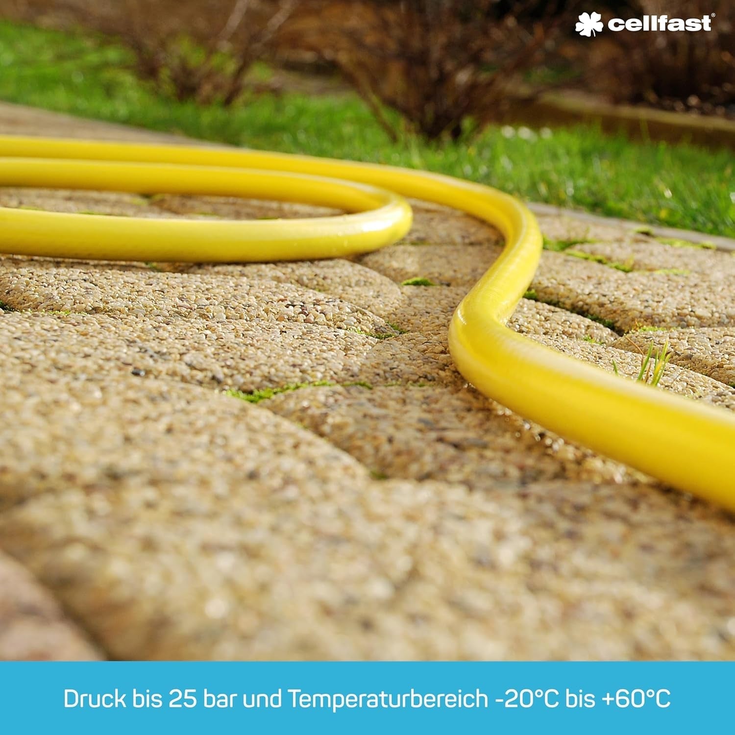 CELLFAST Manguera de jardín Manguera de agua de 3 capas de 3,4 pulgadas Manguera de riego flexible para jardín con refuerzo de alambre duradero Resistente a los rayos UV Antialgas 25 bar 50 metros y más