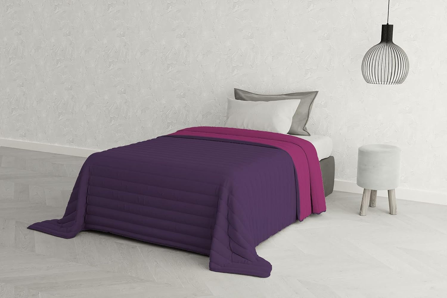 Ropa de cama italiana Estivo cama individual, lino, Aqua, 170 x 270 cm Edredones y edredones Naty Shop Viola/Fucsia 170 x 270 cm