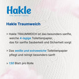 Papel higiénico Hakle Traumweich - 16 rollos, limpieza suave para el bienestar (paquete de 2)