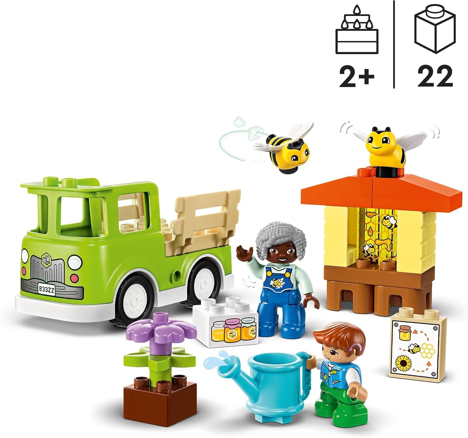 LEGO DUPLO Town Apicultura y colmenas, juguete educativo para niños pequeños con 2 figuras y un camión móvil, set de construcción y reconstrucción, juguete para niños pequeños a partir de 2 años 10419 Juegos de construcción Besuche den LEGO-Store