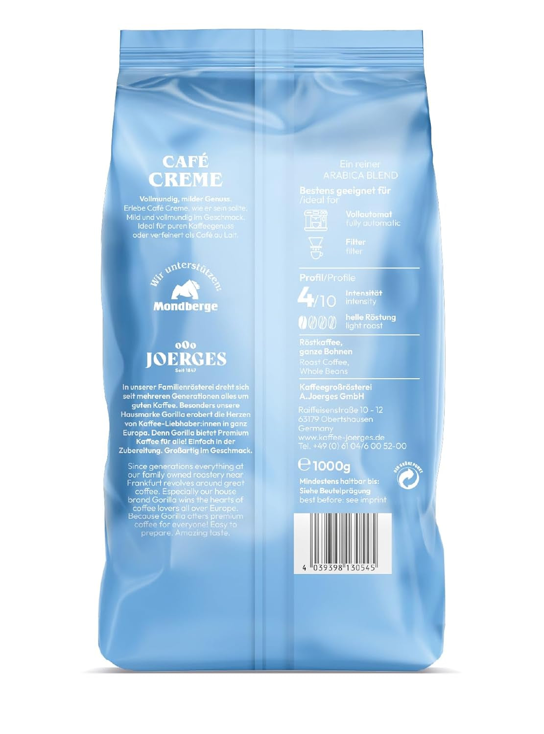 Crema Gorilla Café, 1 kg (paquete de 2)
