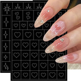 6 hojas de pegatinas de uñas con plantilla de aerógrafo, mariposa, llama, estrellas, corazón, estrellas, pegatinas de uñas, herramienta de plantilla de impresión, pegatinas autoadhesivas para mujeres, pegatinas de diseño de arte de uñas