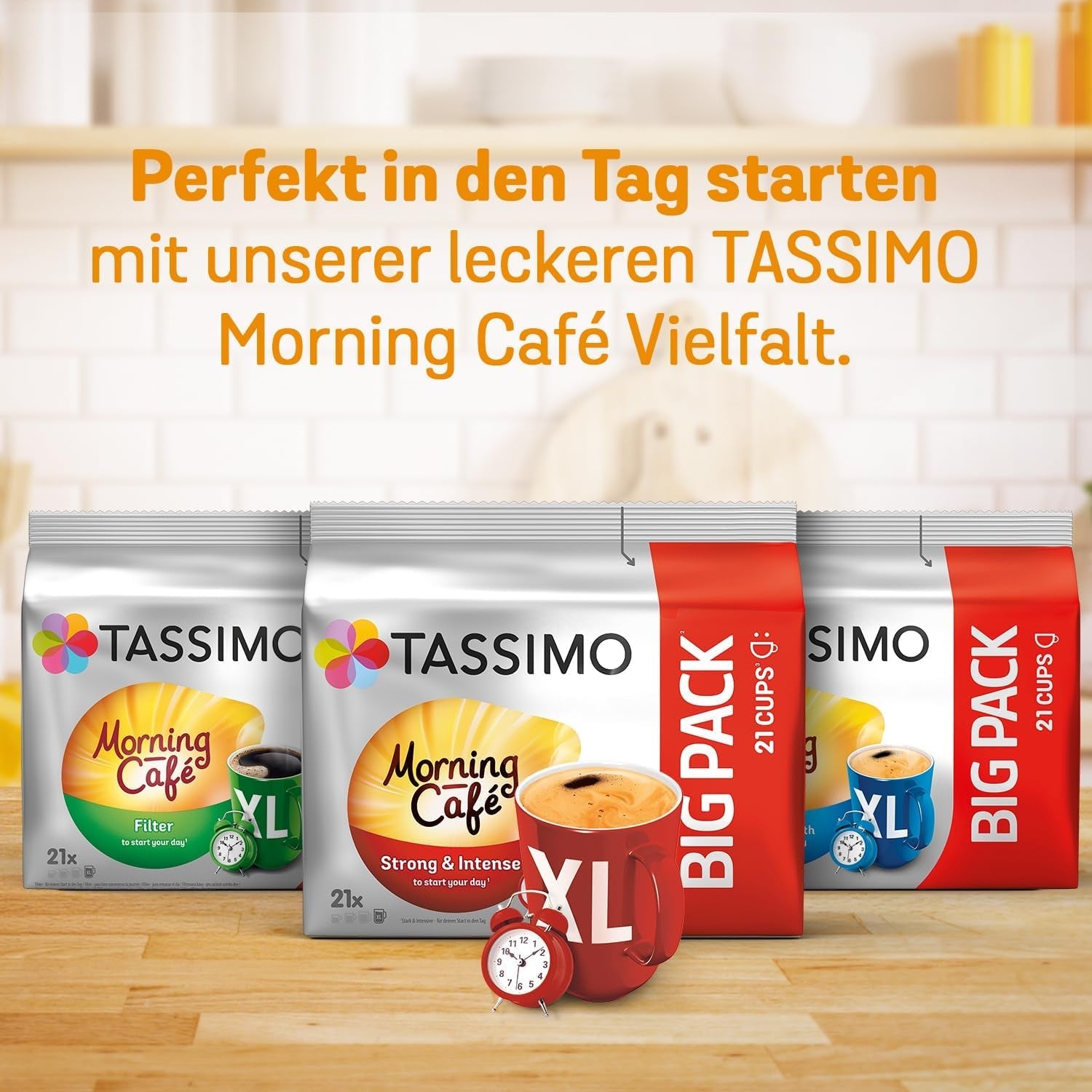 Tassimo Kapseln Moring Café XL Strong & Intense, paquete grande, 5 x 21 compresas, 105 cápsulas de café