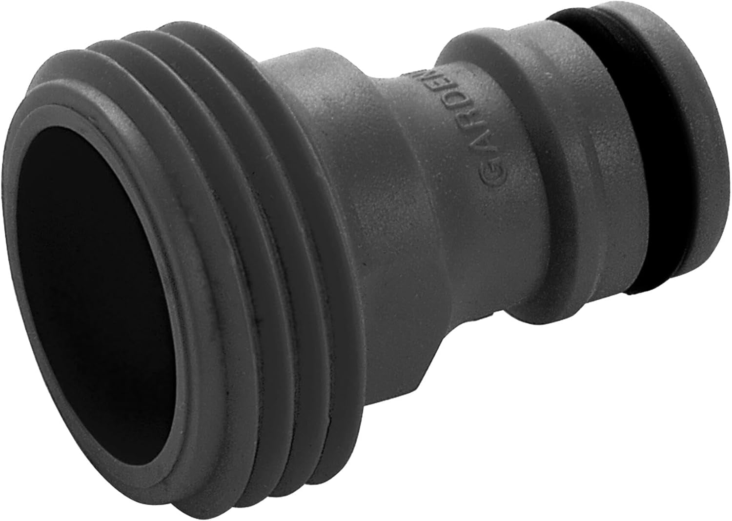 Adaptador para dispositivos Gardena: Conexión al sistema original Gardena para dispositivos de riego con rosca interna, apto para rosca de 26,5 mm (G 3/4"), en caja (2921-20), Negro