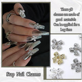 30 lazos de metal para uñas, lazos dorados, plateados y grises, accesorios para uñas, decoraciones de uñas para mujeres y niñas, diseño de uñas