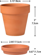 Hollyone Juego de 8 maceteros pequeños de terracota, maceteros redondos de arcilla de 8 x 8 cm con plato y orificio de drenaje, maceteros pequeños con bandeja, maceteros suculentos de terracota para plantas de interior, maceteros de cerámica