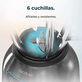 Cecotec Batidora amasadora Power Black Titanium 2200MAX Smooth, 2200 W de potencia máxima, 6 Klingen Aus Edelstahl, función Ice Crush, función Turbo y Smoothie, función Autoclean Cocina Naty Shop