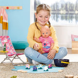 BABY born 832790 Weekend Fishing - Juego de accesorios para muñeca de pesca con tumbona, mesa auxiliar, vaso, cesta, patitos y caña de pescar y camiseta larga rosa, rosa