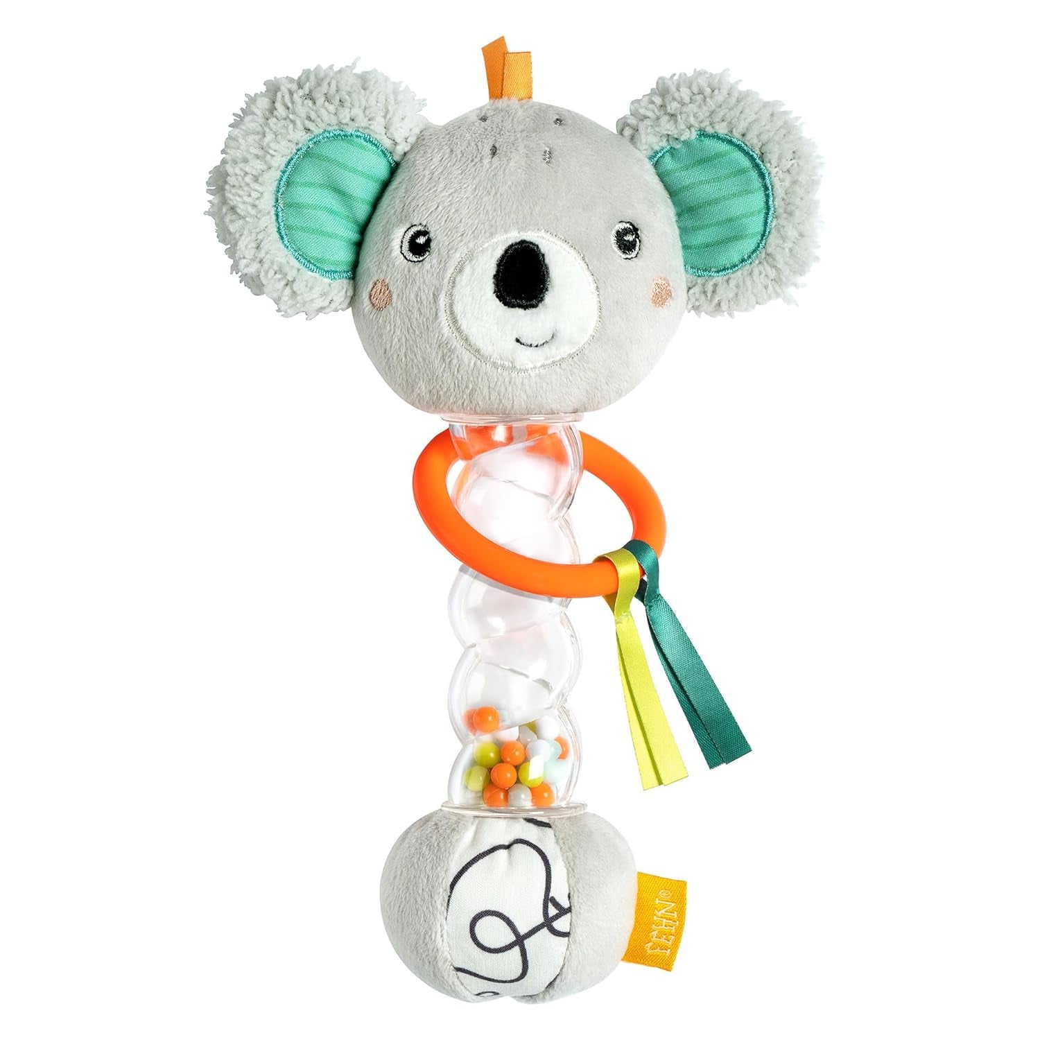 Ratón hace lluvia Fehn - juguete de motricidad con cascabel para agarrar y hacer ruidos - palo con cascabel fomenta de forma lúdica los sentidos y la motricidad - para bebés y niños pequeños a partir de 0 meses Baby Toys Naty Shop Koala