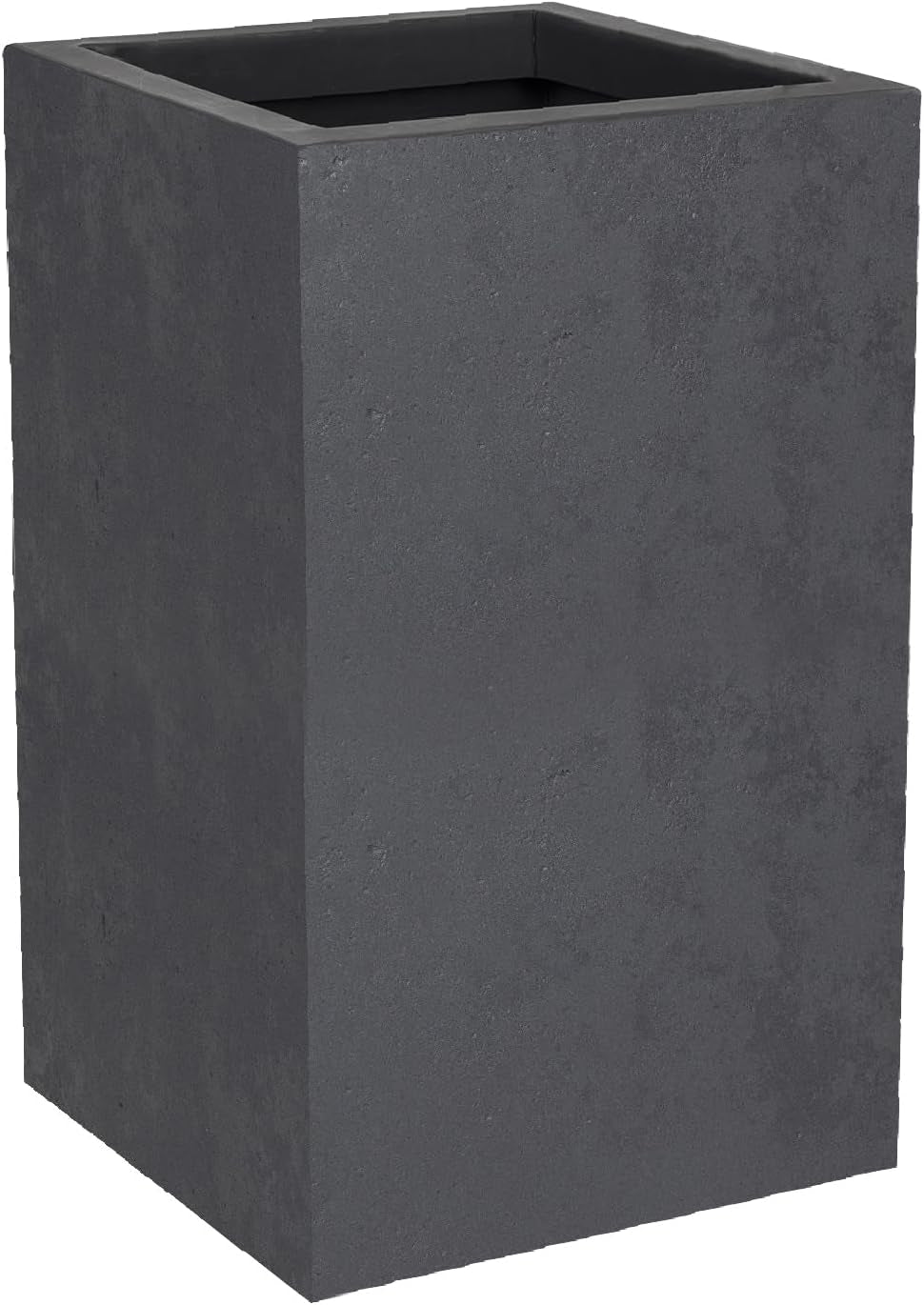 Maceta Basalt Up, Cuadrada, Alta, 36 L, Aspecto Cemento, Pared Lisa, Depósito de Agua, 29,5 x 29,5 x 49,5 cm, Gris Antracita