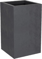 Maceta Basalt Up, Cuadrada, Alta, 36 L, Aspecto Cemento, Pared Lisa, Depósito de Agua, 29,5 x 29,5 x 49,5 cm, Gris Antracita