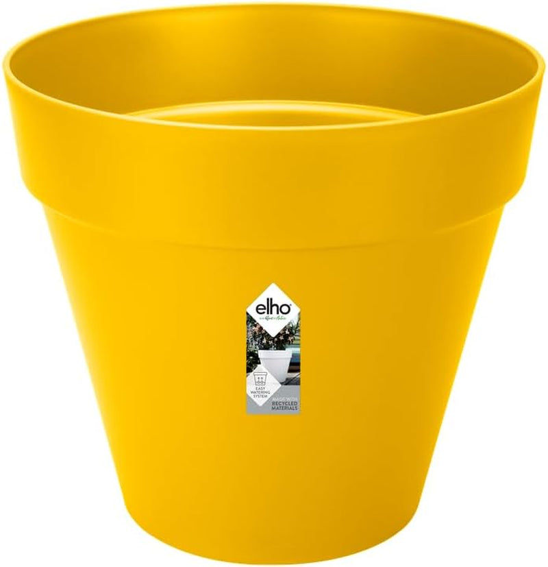 elho Loft Urban Round 40 - Macetas de exterior - 100% plástico reciclado - Ø 38,5 x Alt. 35,3 cm - Amarillo/Ocre