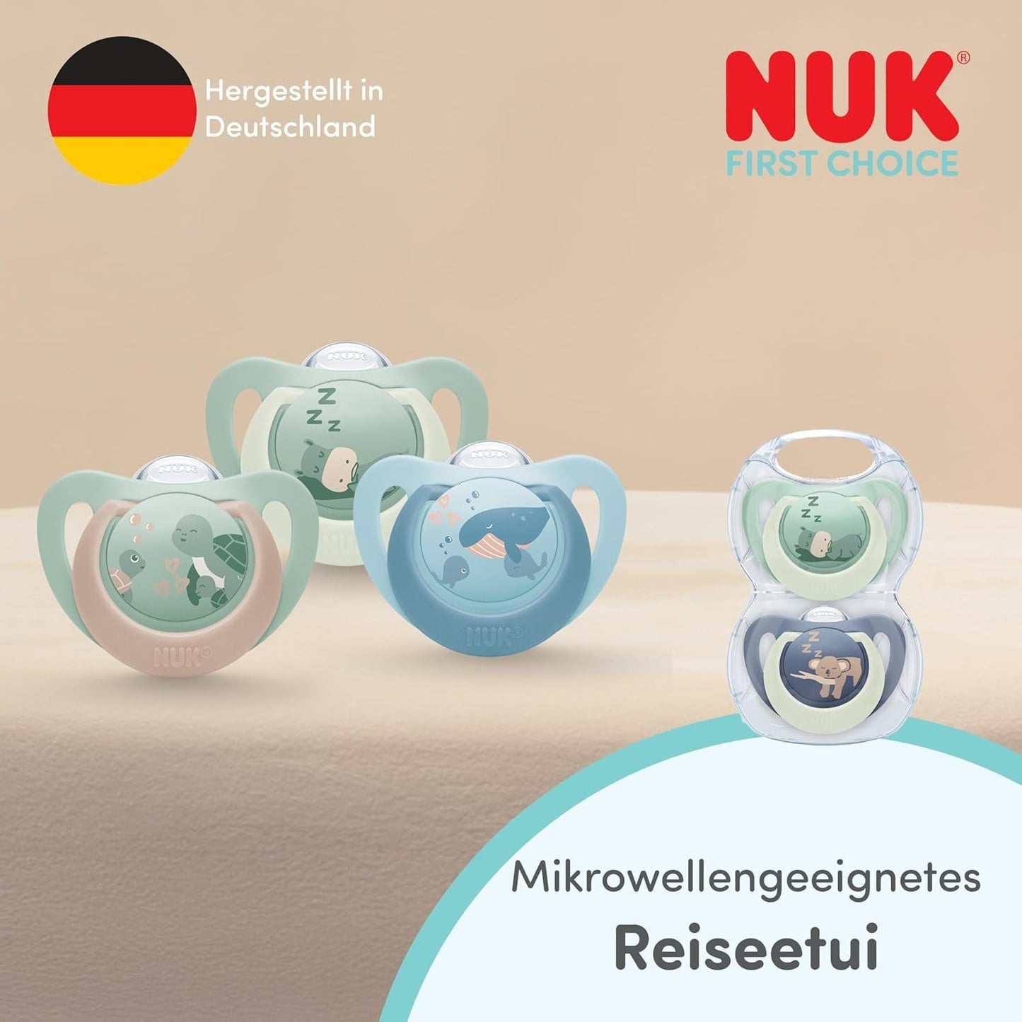 Chupete nocturno para bebés NUK First Choice | 6-18 meses | Chupetes de ortodoncia que brillan en la oscuridad | Calma al 99% de los bebés** | Conejo/Oveja | Paquete 0-2