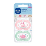 Chupetes MAM Originales | 6-16 lunes | Chupetes para bebés | Aceptado por el 94% | Apto para lactancia | Recomendado por parteras | Respetuoso con los dientes | Piel de silicona suave | Cisne/Delfín | Paquete de 2